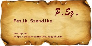 Petik Szendike névjegykártya